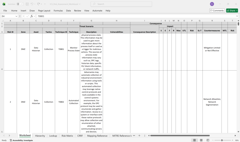 ISA/IEC 62443-3-2 Detailed Risk Assessment (DRA) leveraging MITRE ATT&CK for ICS